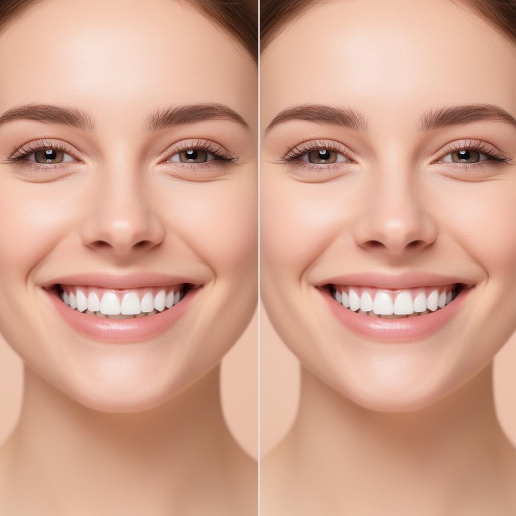 Antes e depois de clareamento dental
