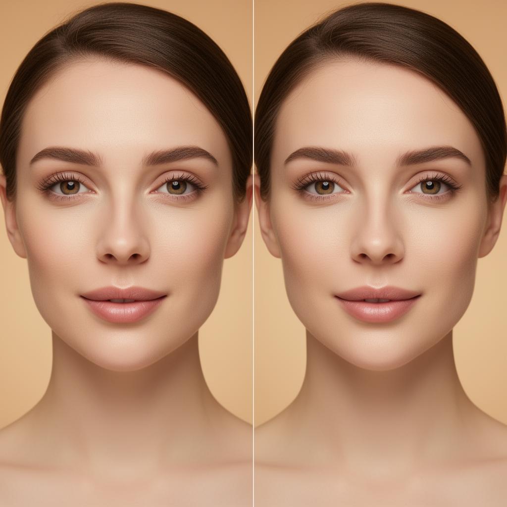 Antes e depois de harmonização facial