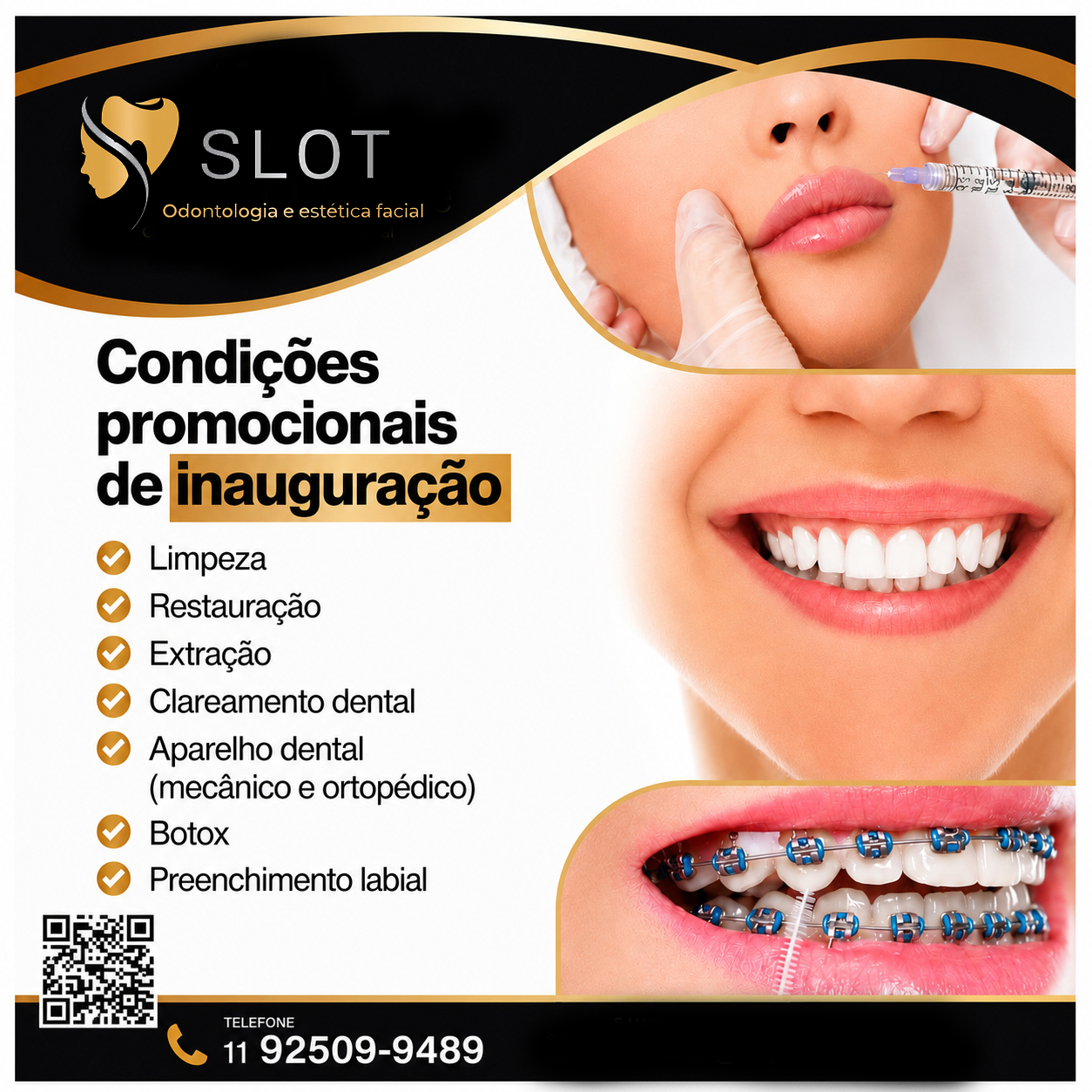 Condições promocionais de inauguração para odontologia e estética facial